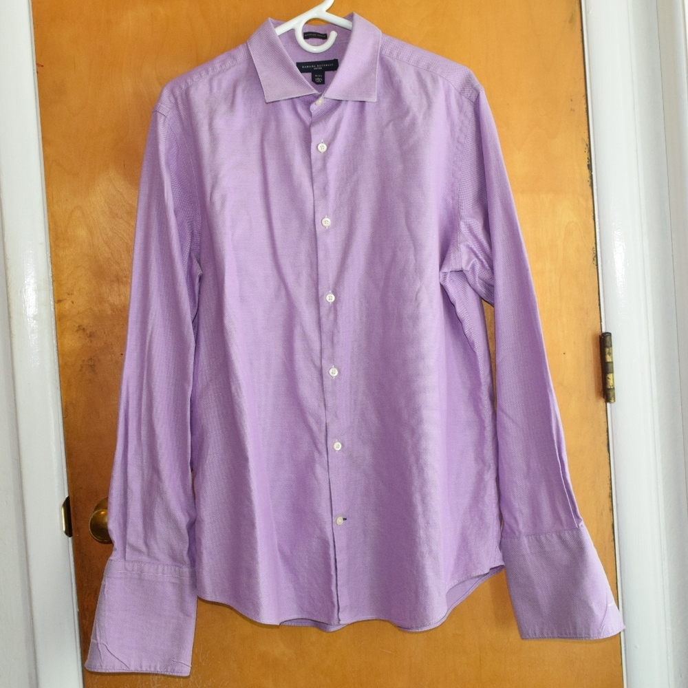 BANANA REPUBLIC Men Cotton Purple Button Down Shirt Large/16-16.5